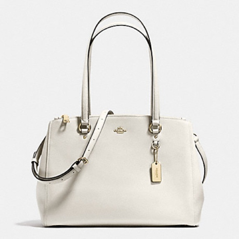COACH PURSE IN BONE COLOR WITH GOLD